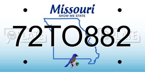 72TO882 Missouri License Plate