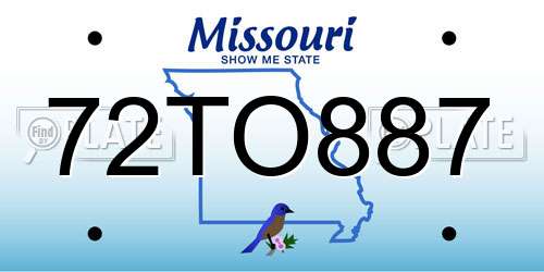 72TO887 Missouri License Plate