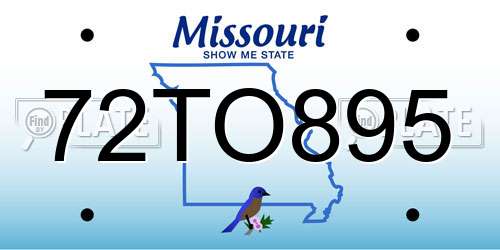 72TO895 Missouri License Plate