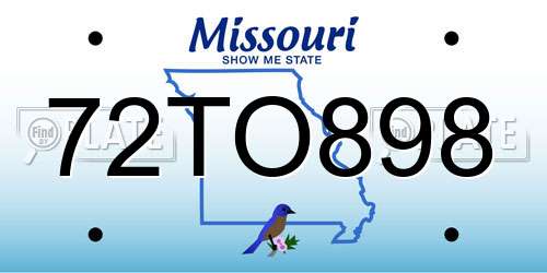 72TO898 Missouri License Plate