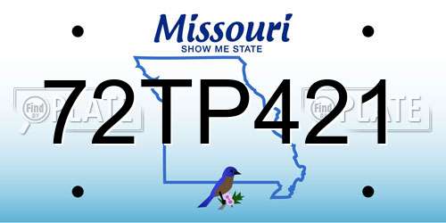 72TP421 Missouri License Plate