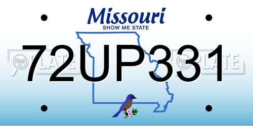 72UP331 Missouri License Plate