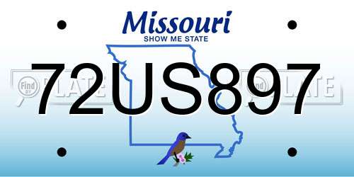 72US897 Missouri License Plate