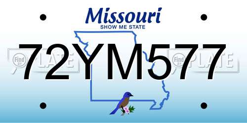 72YM577 Missouri License Plate