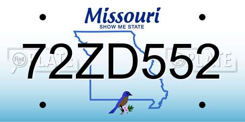 72ZD552 Missouri License Plate