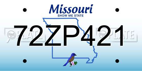 72ZP421 Missouri License Plate