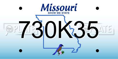 730K35 Missouri License Plate