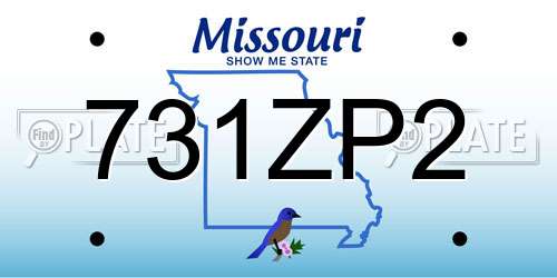 731ZP2 Missouri License Plate