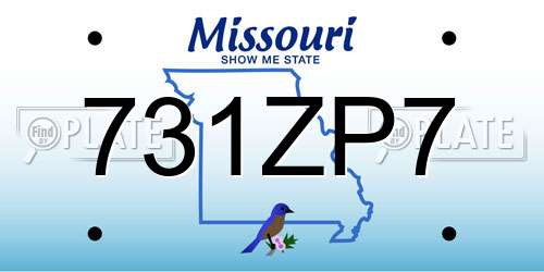 731ZP7 Missouri License Plate
