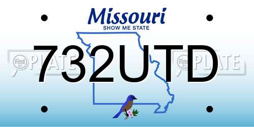 732UTD Missouri License Plate