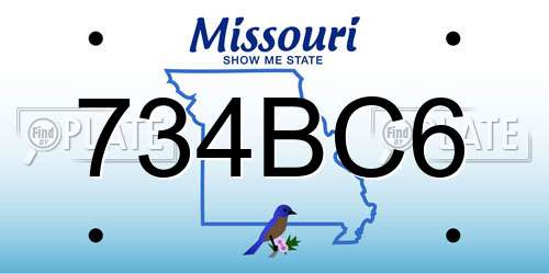 734BC6 Missouri License Plate