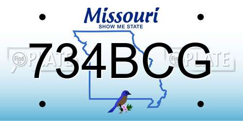 734BCG Missouri License Plate