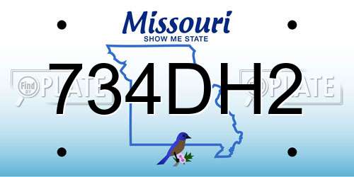 734DH2 Missouri License Plate