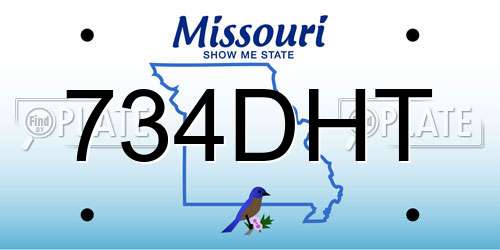 734DHT Missouri License Plate
