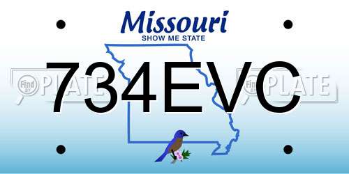 734EVC Missouri License Plate