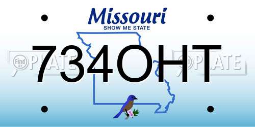 734OHT Missouri License Plate