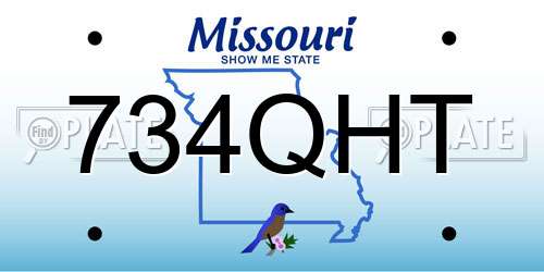 734QHT Missouri License Plate
