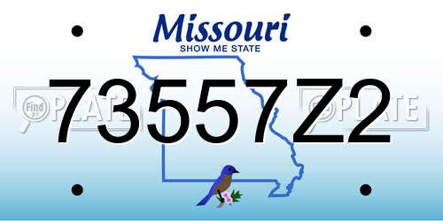 73557Z2 Missouri License Plate
