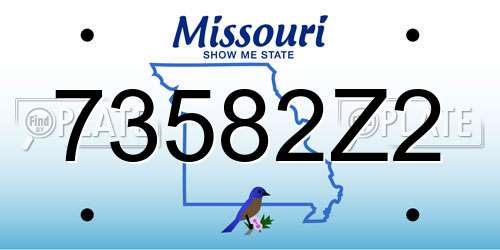 73582Z2 Missouri License Plate