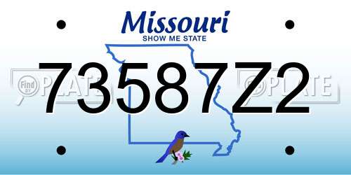 73587Z2 Missouri License Plate