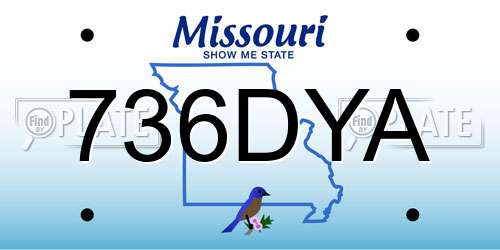 736DYA Missouri License Plate