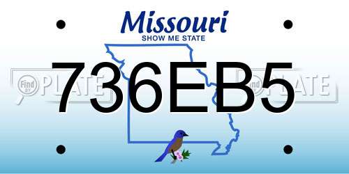 736EB5 Missouri License Plate