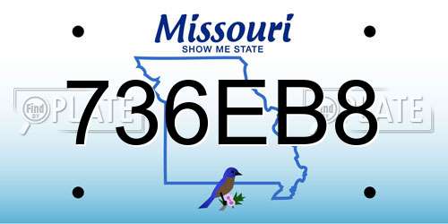 736EB8 Missouri License Plate
