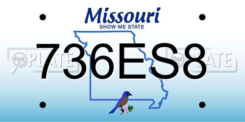 736ES8 Missouri License Plate
