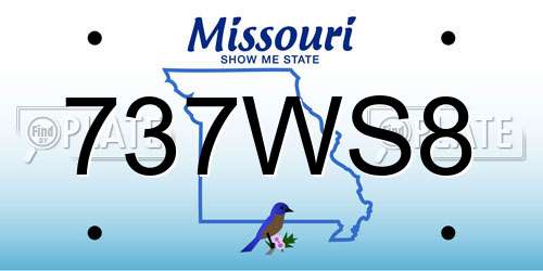 737WS8 Missouri License Plate