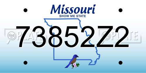 73852Z2 Missouri License Plate