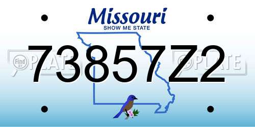 73857Z2 Missouri License Plate