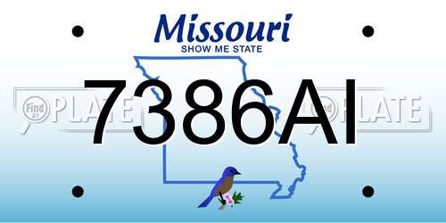 7386AI Missouri License Plate