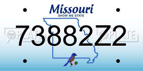 73882Z2 Missouri License Plate