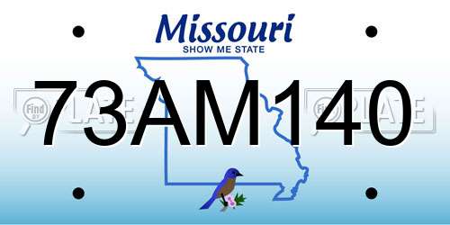 73AM140 Missouri License Plate