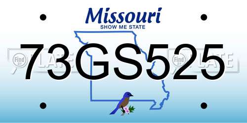 73GS525 Missouri License Plate