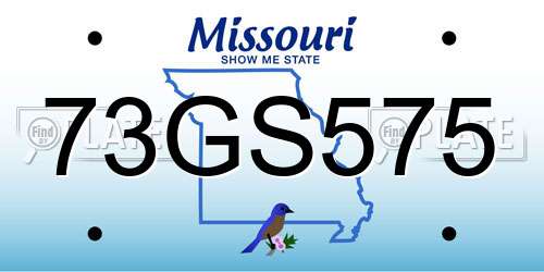 73GS575 Missouri License Plate