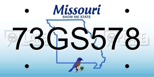 73GS578 Missouri License Plate