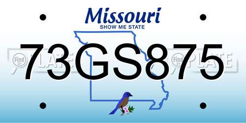 73GS875 Missouri License Plate
