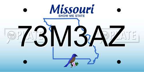 73M3AZ Missouri License Plate