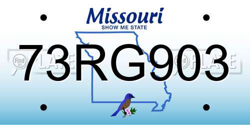 73RG903 Missouri License Plate