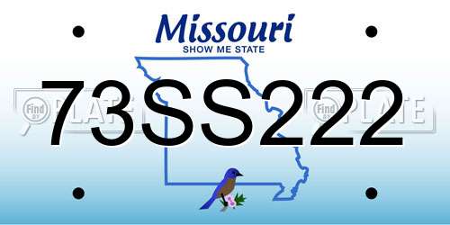 73SS222 Missouri License Plate