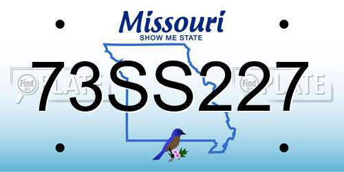 73SS227 Missouri License Plate