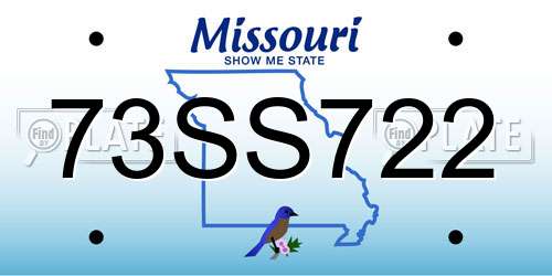 73SS722 Missouri License Plate