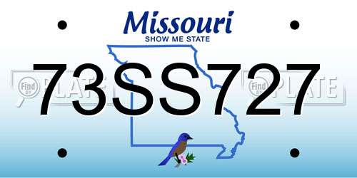 73SS727 Missouri License Plate