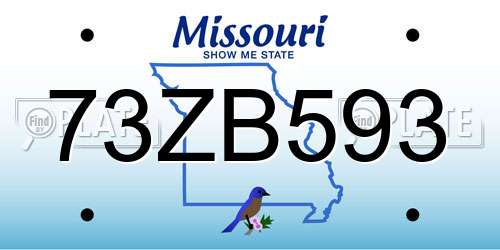 73ZB593 Missouri License Plate