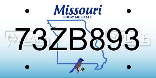 73ZB893 Missouri License Plate