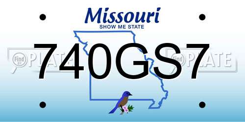 740GS7 Missouri License Plate