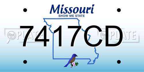 7417CD Missouri License Plate