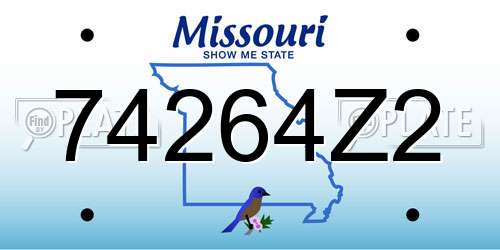 74264Z2 Missouri License Plate
