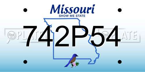 742P54 Missouri License Plate